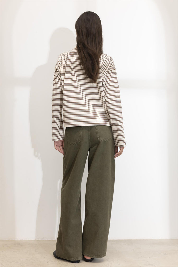 Elmer Polo Shirt  Brown Stripe