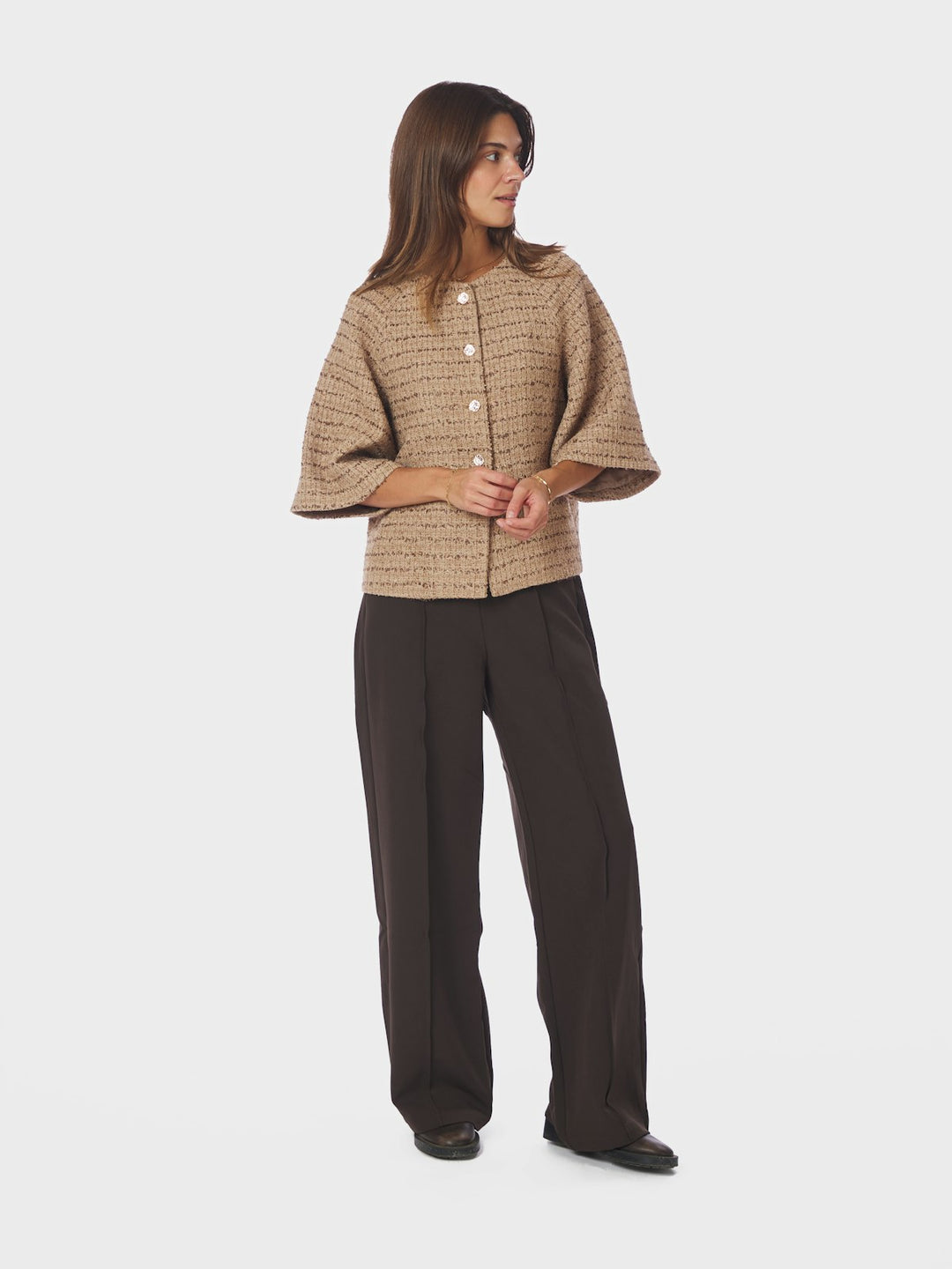 Rosella Boucle Mini Jacket  Taupe