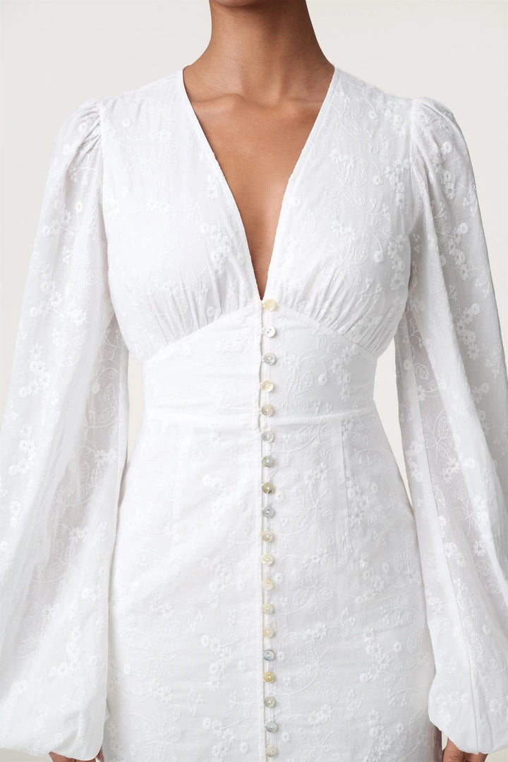 Positano Maxi dress  White Embroidry