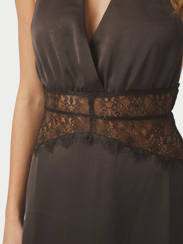 Jasine Heavy Sateen Dress  Dark Brown
