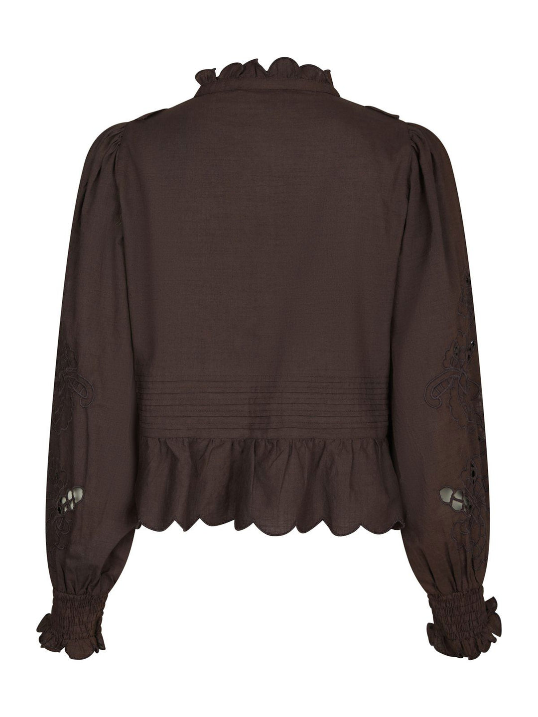 Petrine Embroidery Blouse  Dark Brown