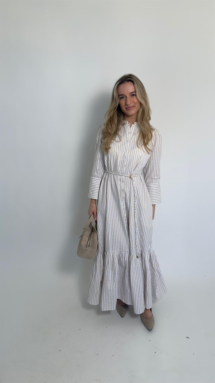 Seersucker Button-Down Dress  Khaki Stripe