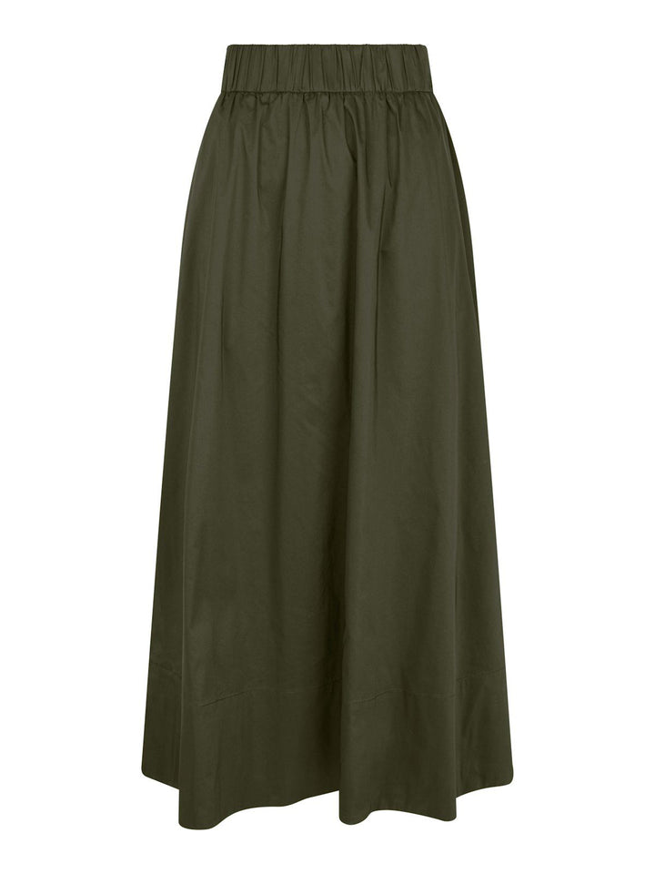 Yara Long Poplin Skirt  Army