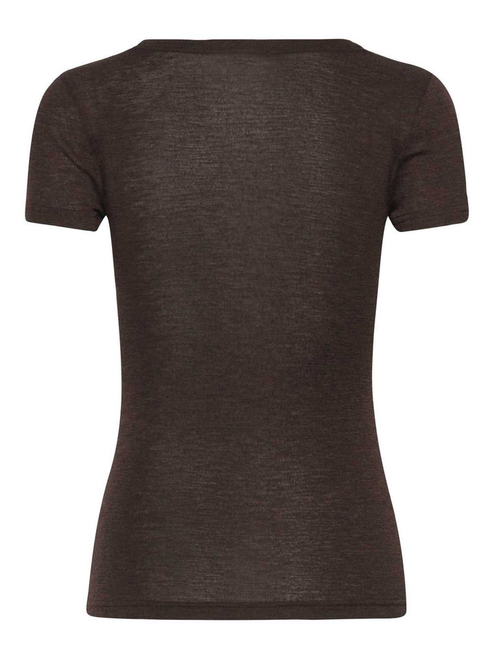 RWSara Cashmere Blend Capsleeve T-shirt  Mole Melange