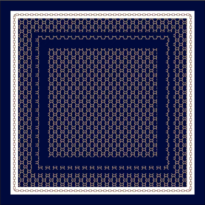 Skjerf småmønstert 70x70  Navy