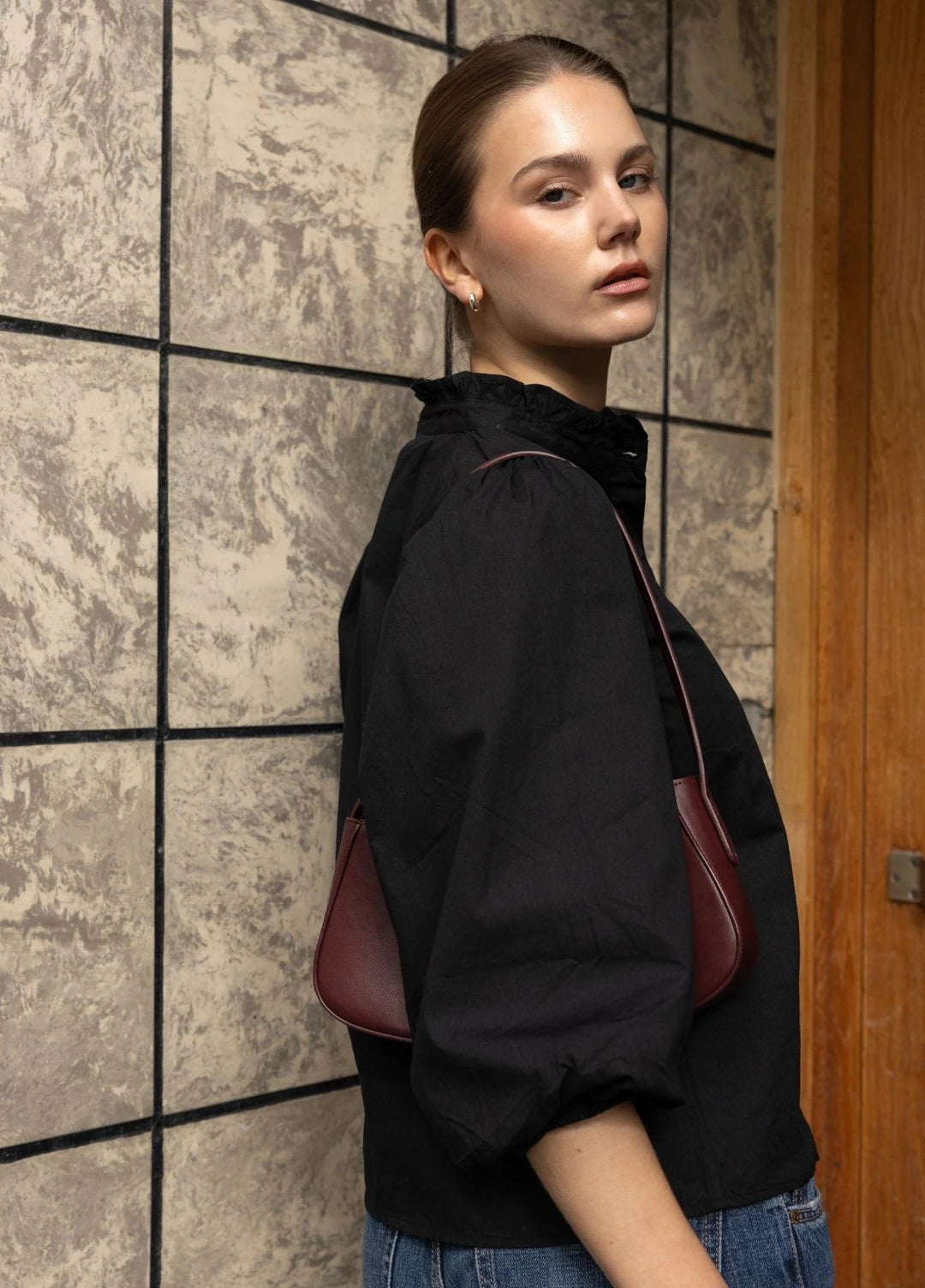 Ella Blouse Ebony Poplin Ebony Poplin