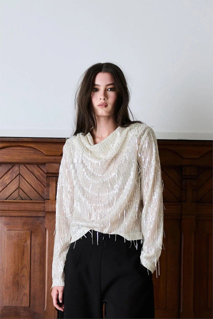 BEVERLY FRINGE TOP  Lt Gold