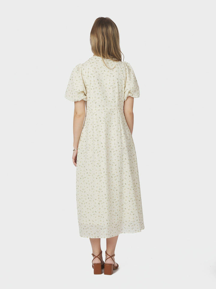 Illana Small Rose Flower Dress  Light Yellow