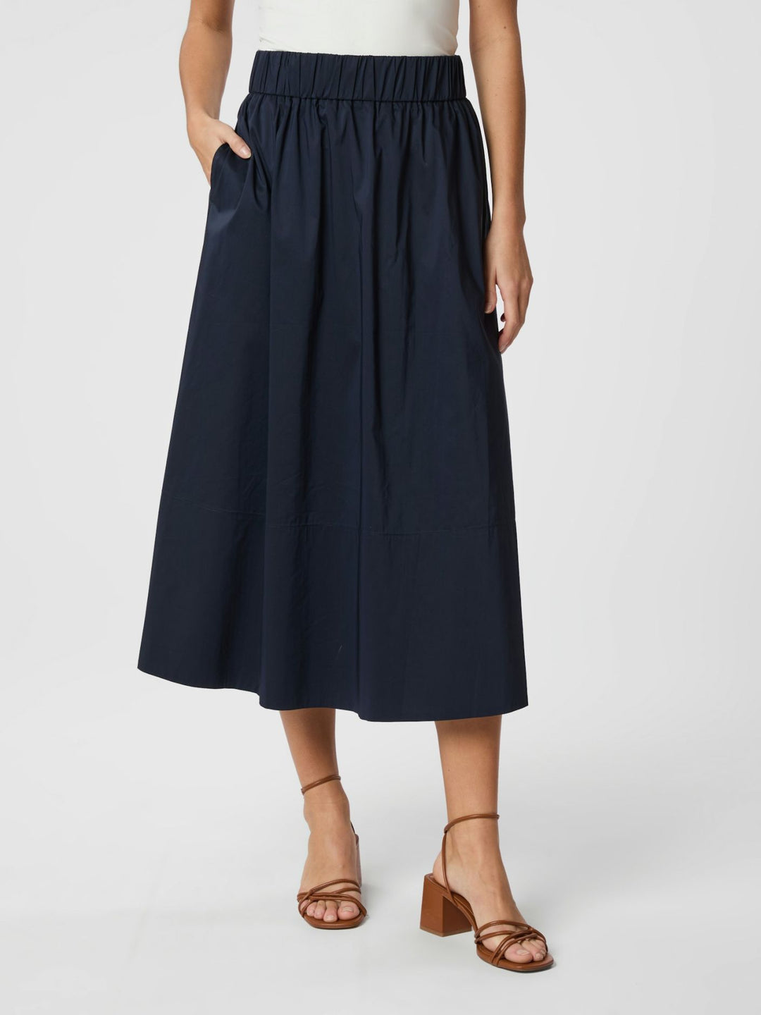 YARA POPLIN SKIRT  Navy