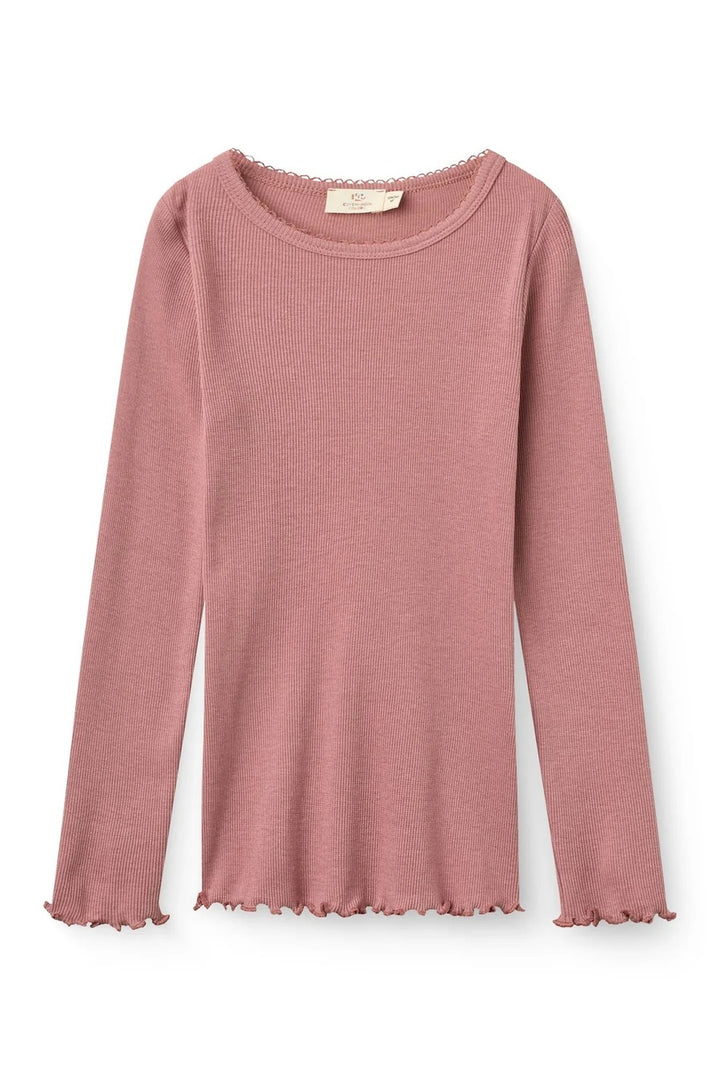 MODAL RIB LS TEE W. PICOT  Winter Rose