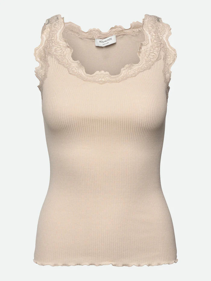 Babette silk top w/ lace  Silver Lining