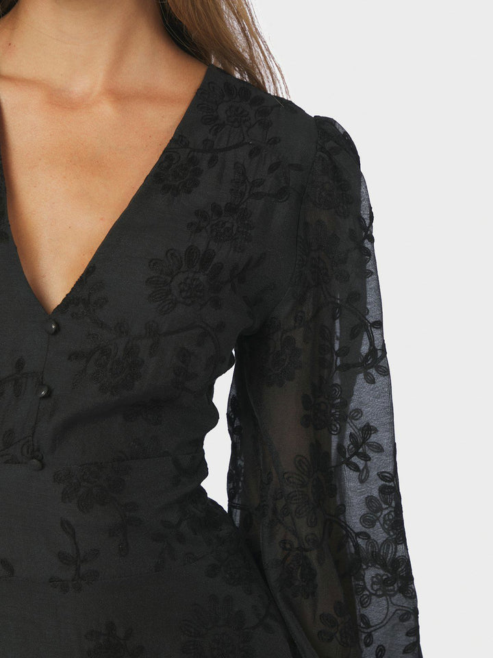 Milly Embroidery Dress Black