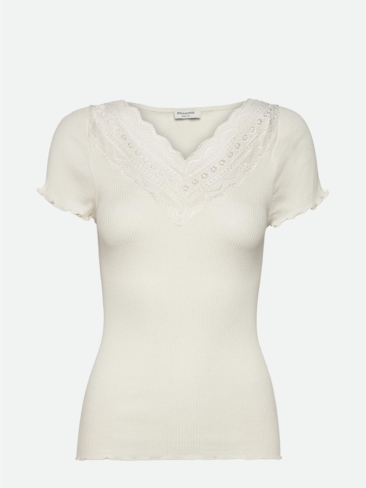 Benita SS Regular V-neck T-shirt  Ivory