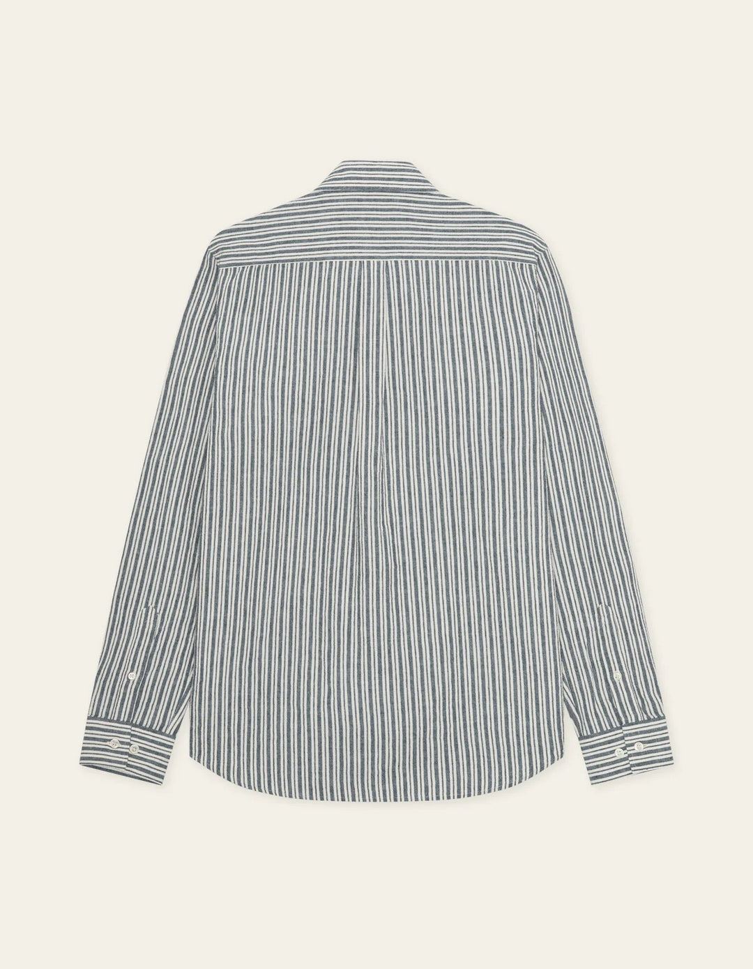 STRIPE COTTON LINEN SHIRT  Dark Denim Blue