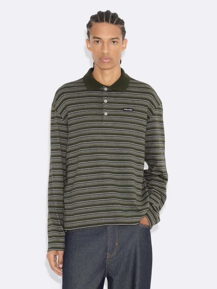 Sonny Long-Sleeve Polo  Green Stripe