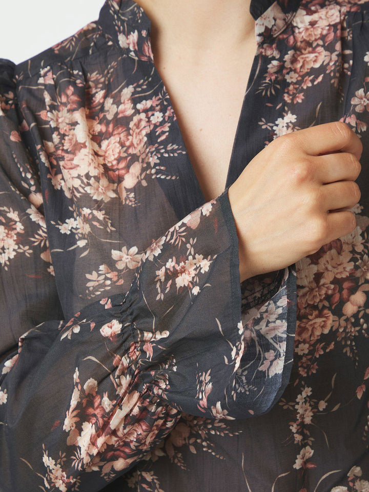 Amara Garden Flower Blouse  Dark Navy