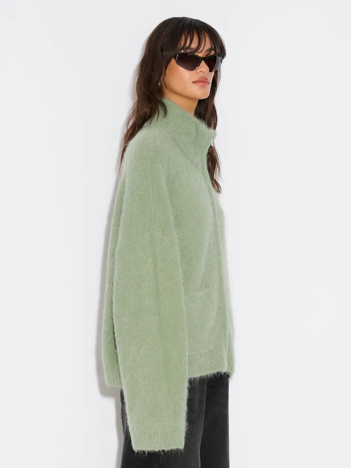 Tine Fluffy Cardigan  Green