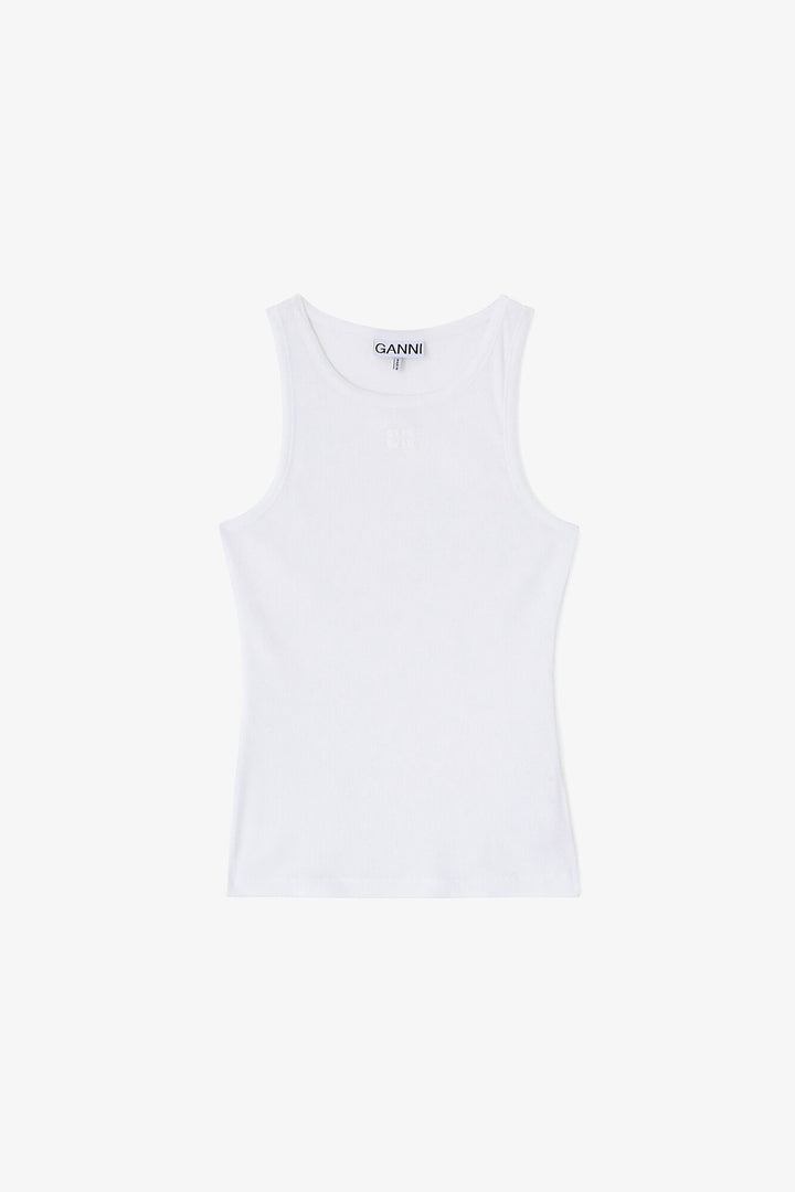 Soft Cotton rib Tank Top  Bright White