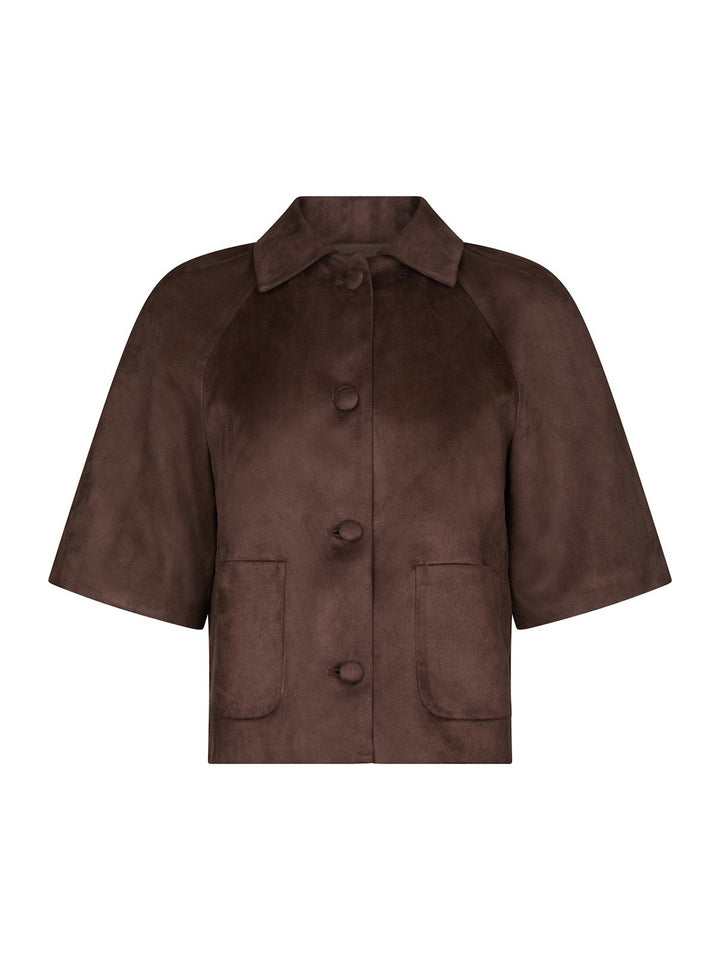Editta Faux Suede Jacket  Dark Brown