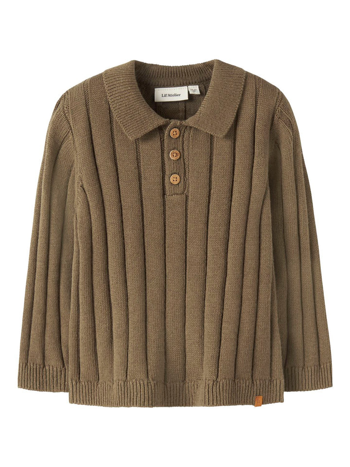 Nmmlomon Ls Loose Knit Polo Lil  Lysebrun