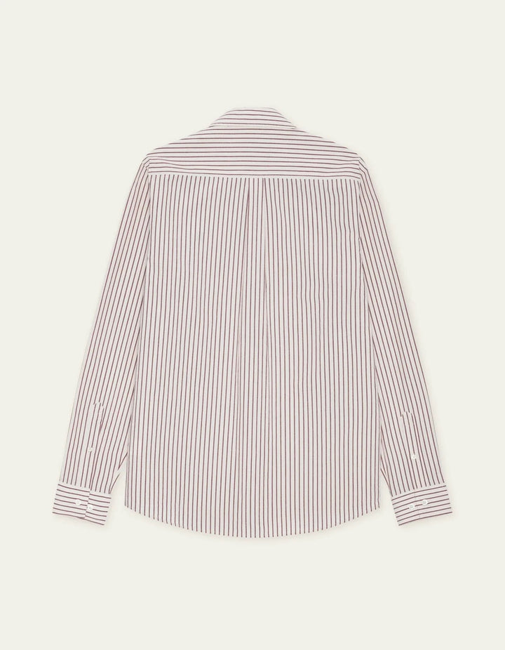 Light Oxford Striped Shirt  Chocolate Truffle Red