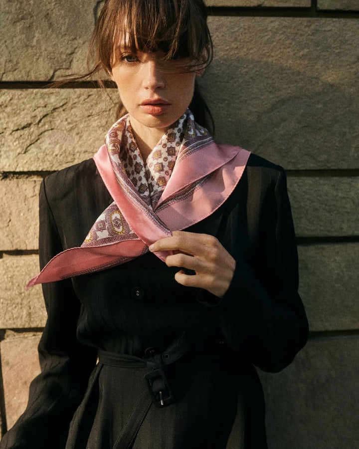 Silk Scarf 60x60  Blush Paisley