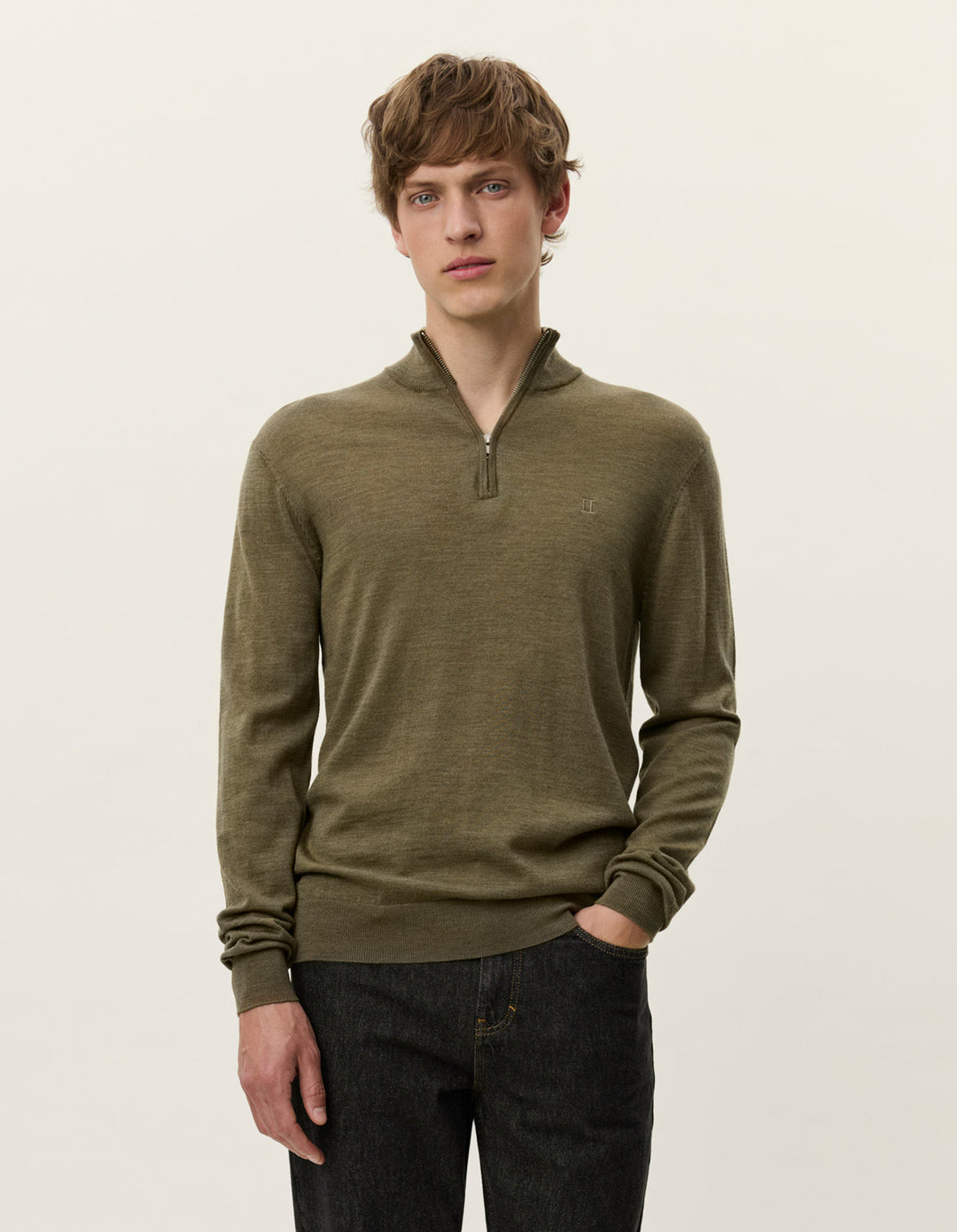 Grayson Half-Zip Merino knit  Olive Green