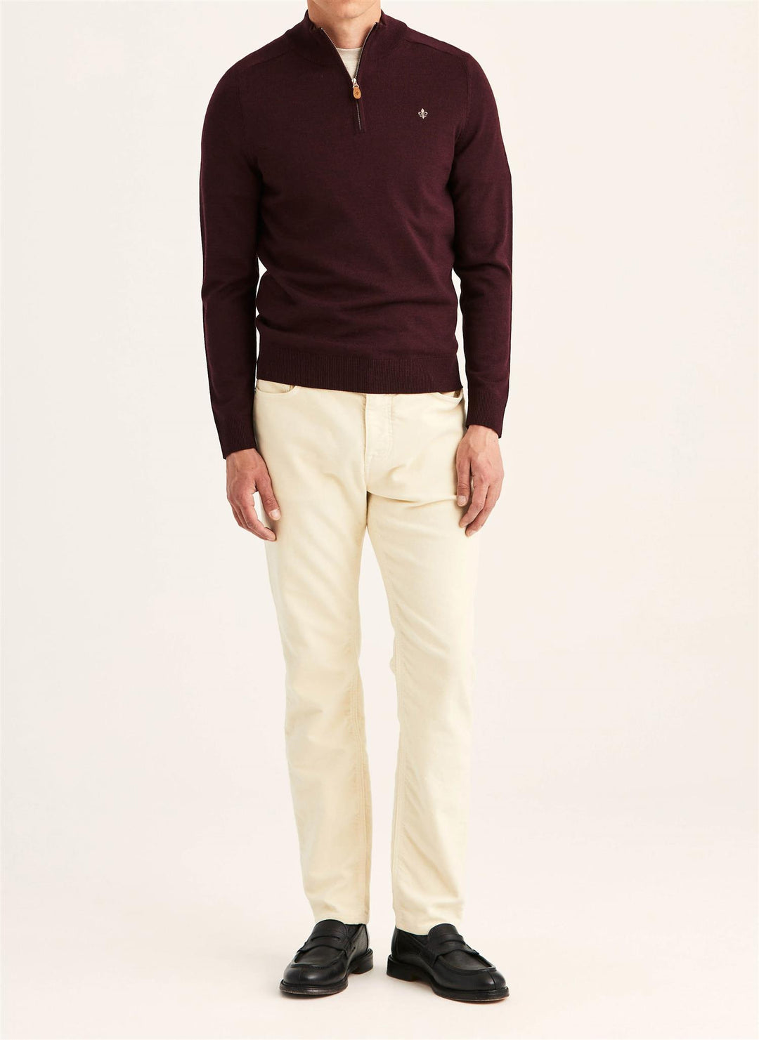 Merino John Zip  Wine Red