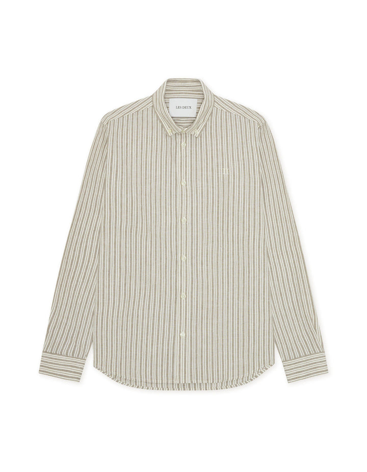 Stripe Cotton-Linen Shirt  Dark Sand