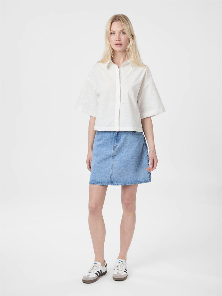 JASIE POPLIN STONE SHIRT  White