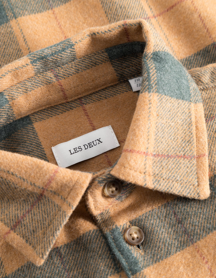 Lennon Check Overshirt Kids  Tobacco Brown/Pine Green