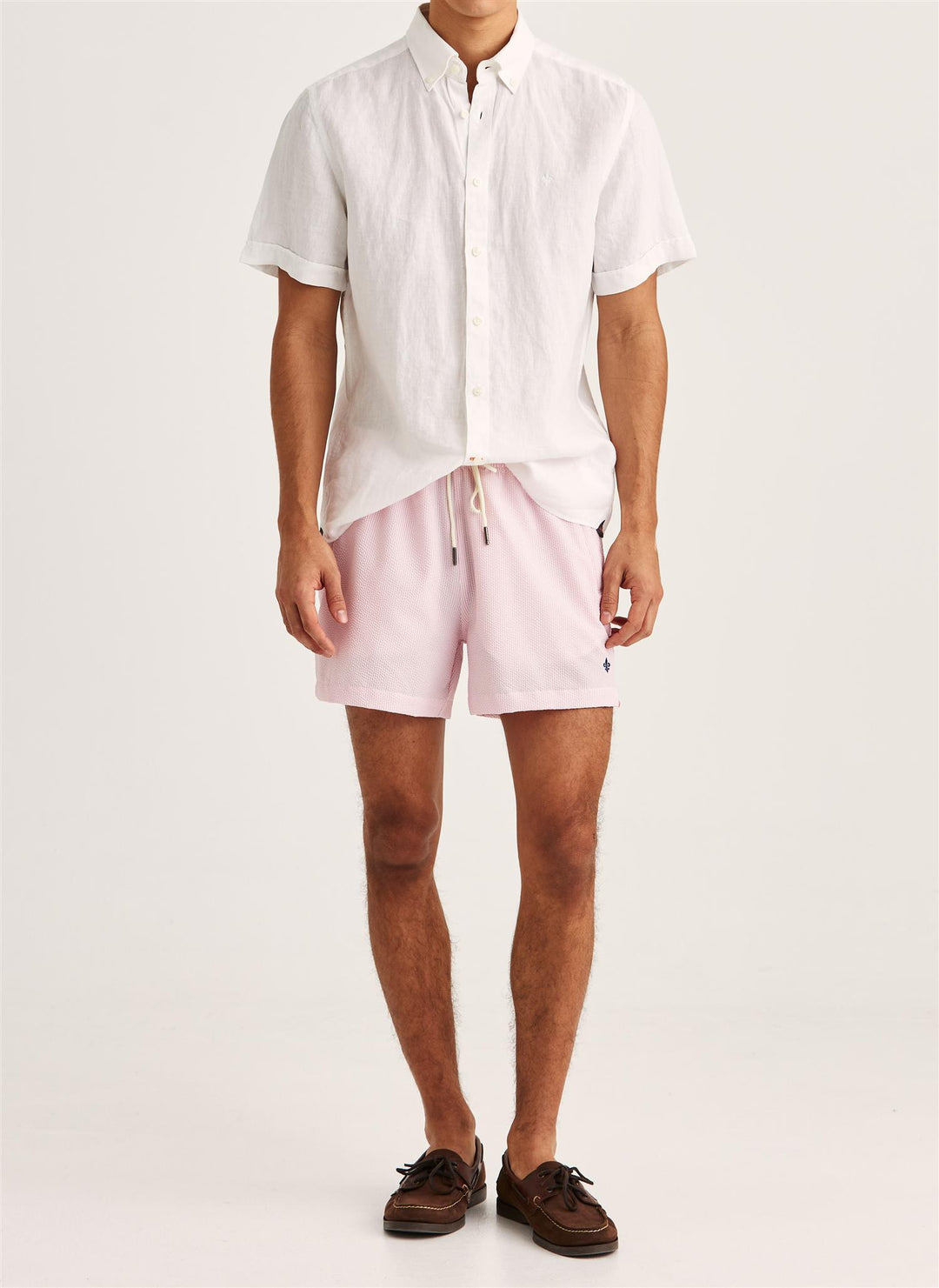 Morris Seersucker Bathing Trunks  Pink