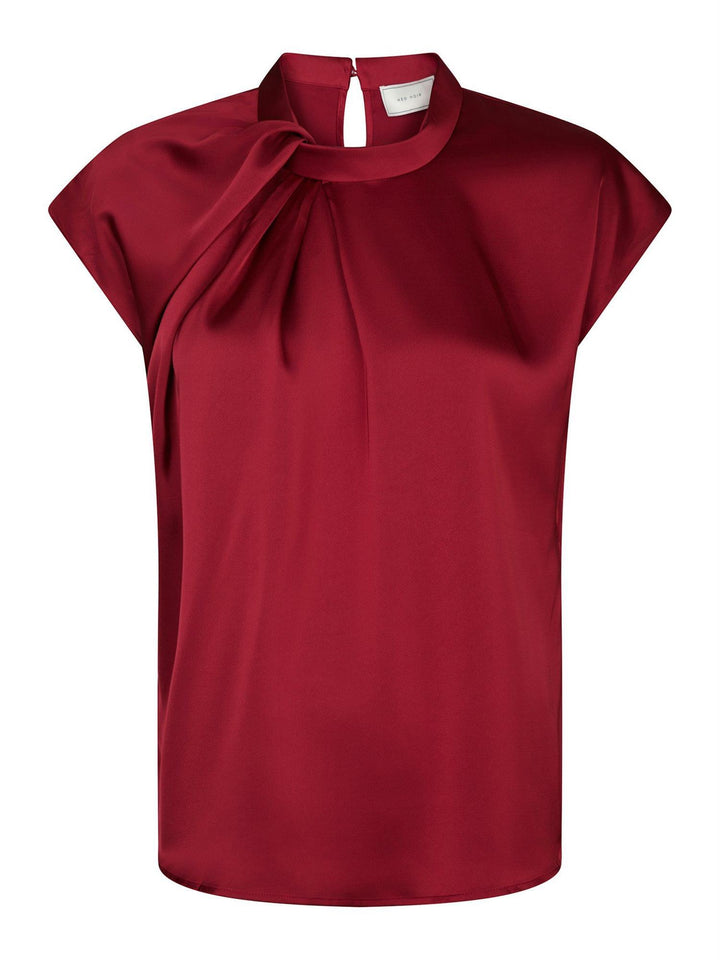 Fleur Drapy Satin Blouse  Wine