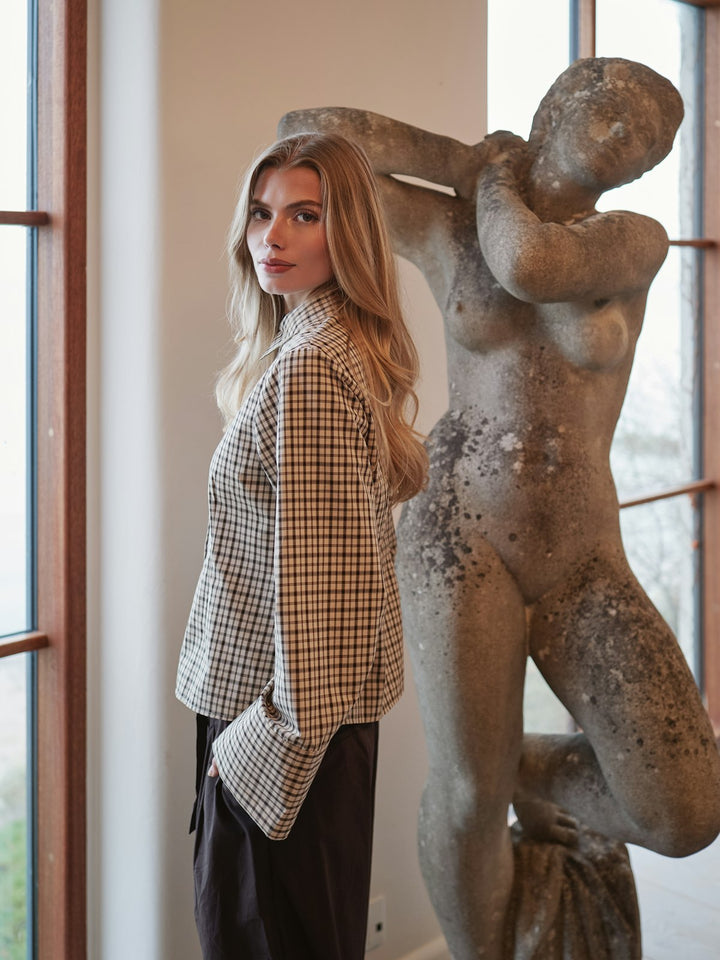 Rosa Checked Shirt  Beige