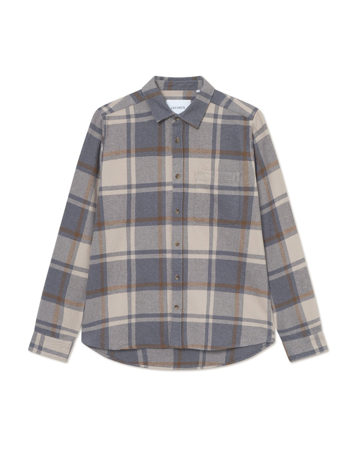 Jeremy Check Flannel Shirt  Grey Melange