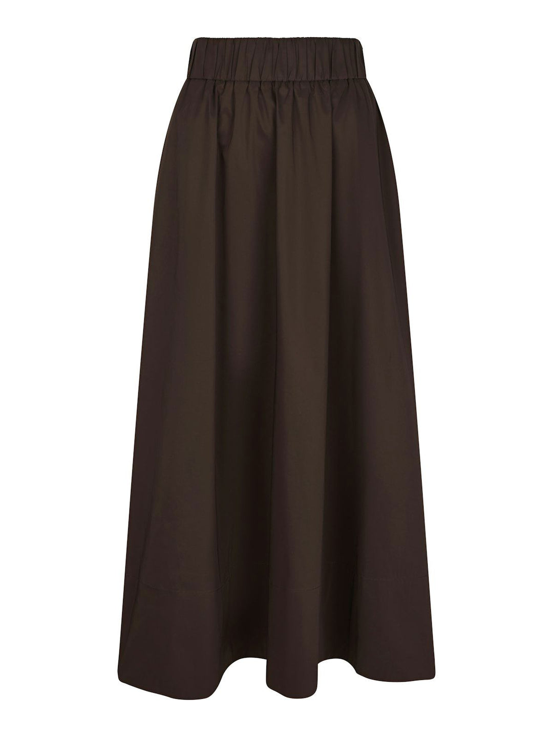 Yara Long Poplin Skirt  Chocolate Brown