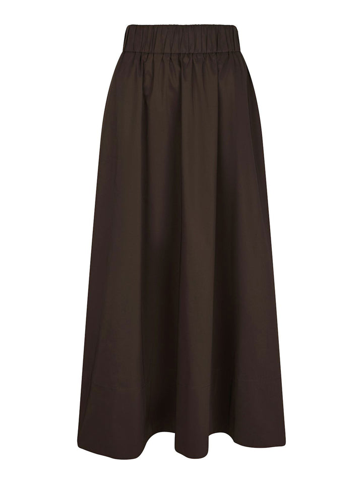 Yara Long Poplin Skirt  Chocolate Brown