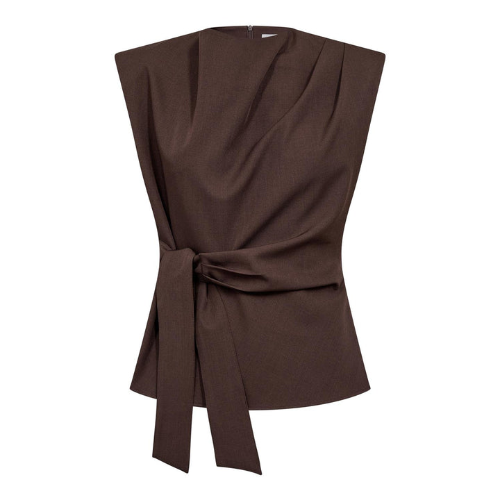 LunaCC Pleat Top  Dark Brown Melange