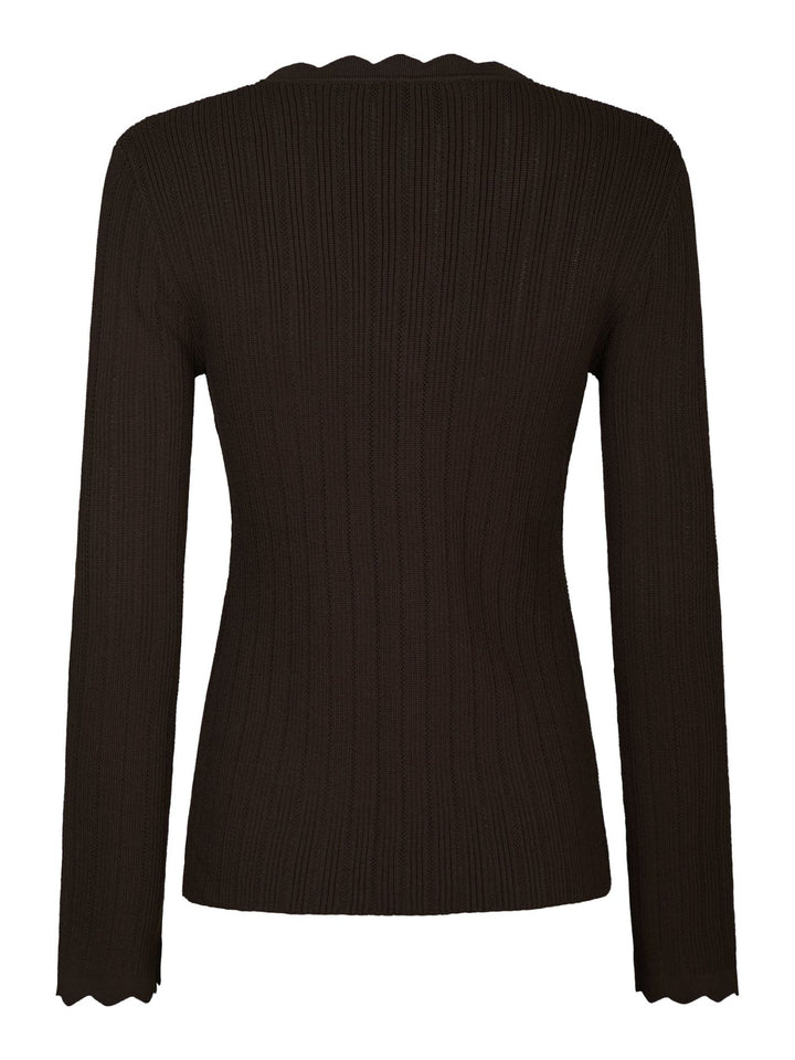 Clara Stitch Knit Blouse  Dark Brown