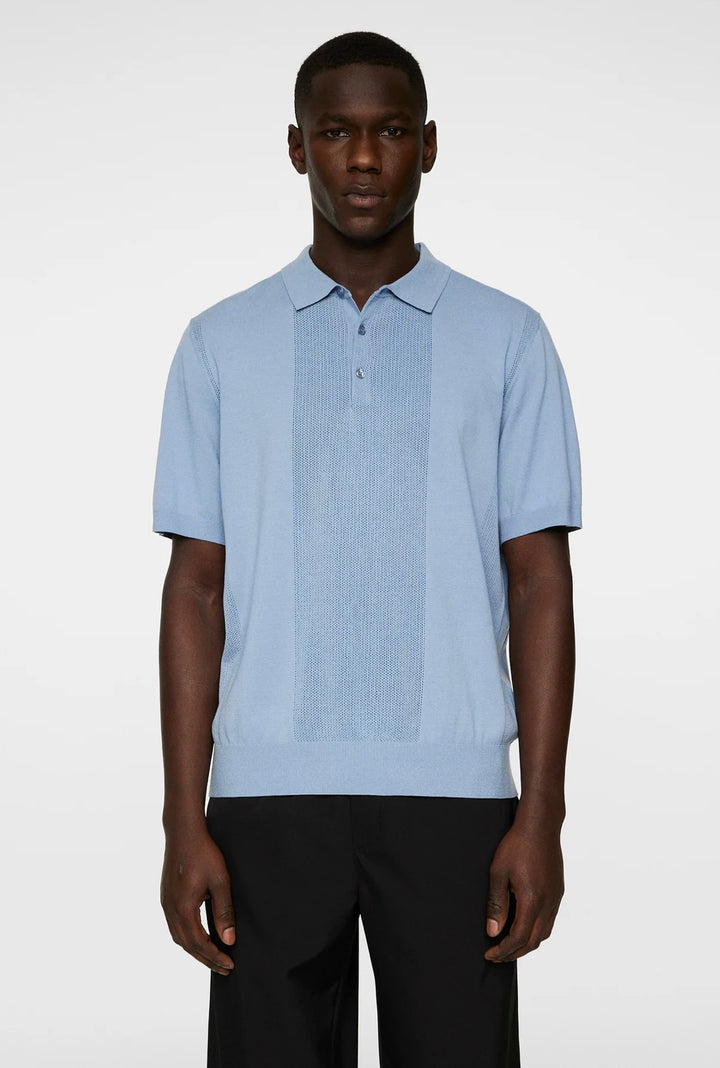 Reymond Solid Stripe Polo  Rain Washed