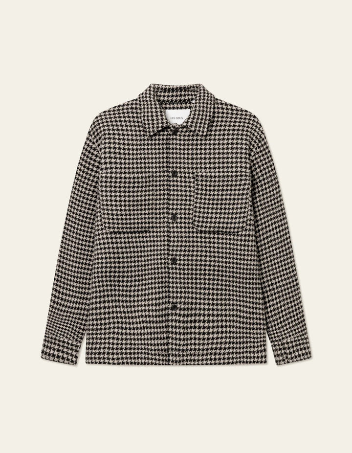 Milian Houndstooth Overshirt  Light Desert Sand/Black