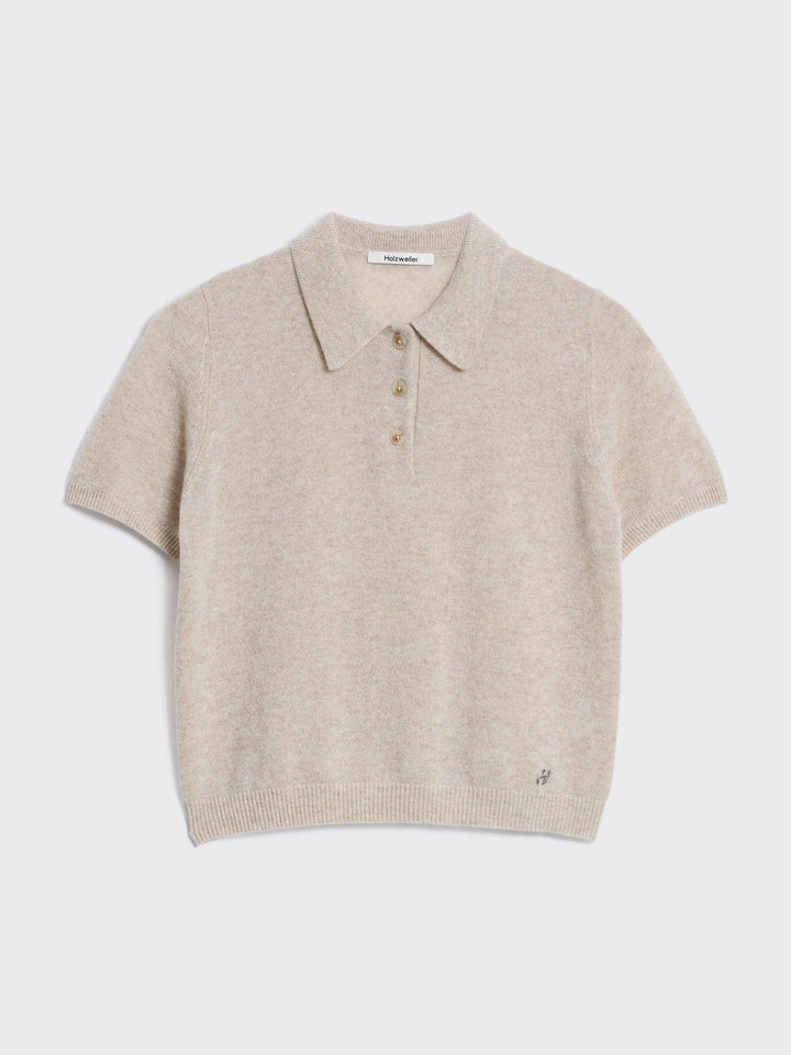 Cashmere Short Sleeve Polo 26-02  Sand
