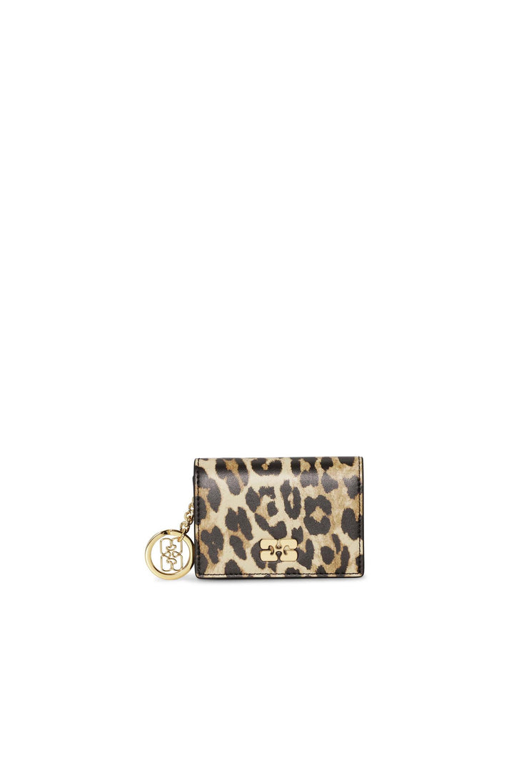 Ganni Bou Card Holder With Flap Print  Leopard