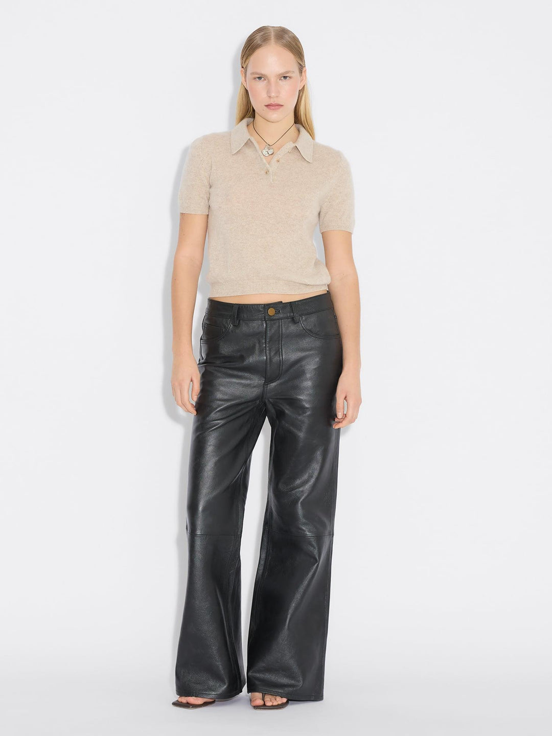 Cashmere Short Sleeve Polo 26-02  Sand