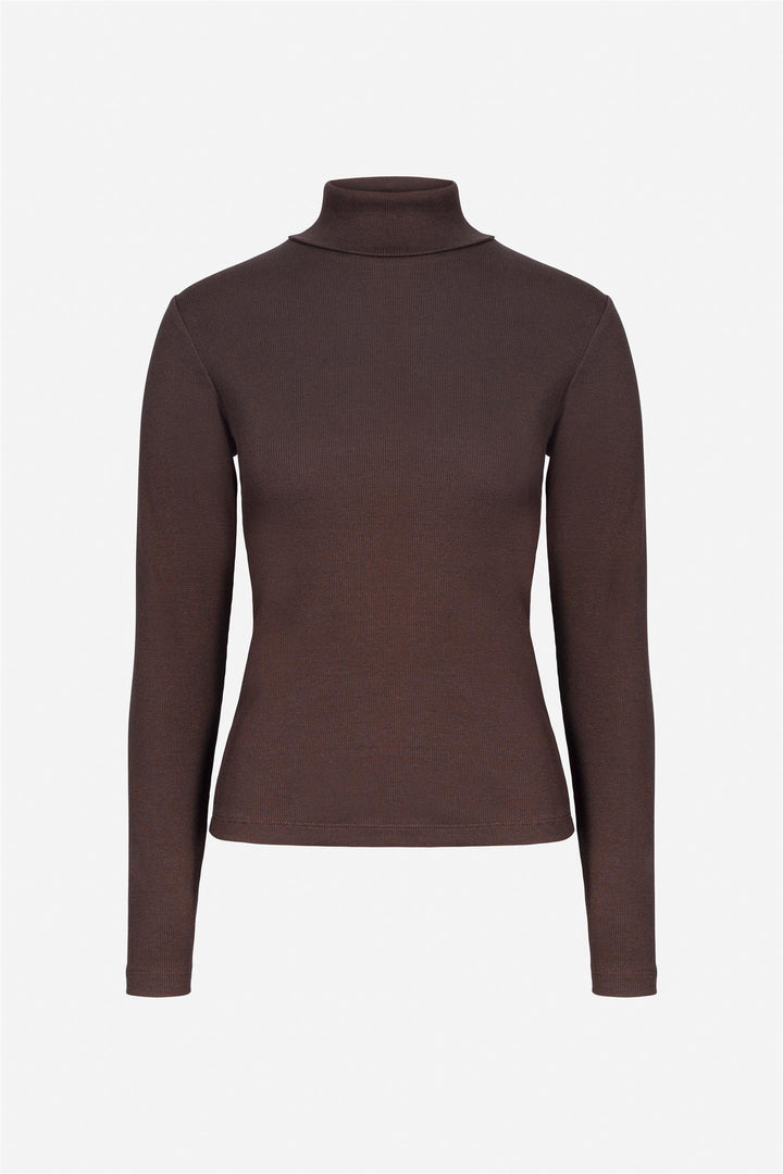 Petra Rib Turtleneck  Dark Brown