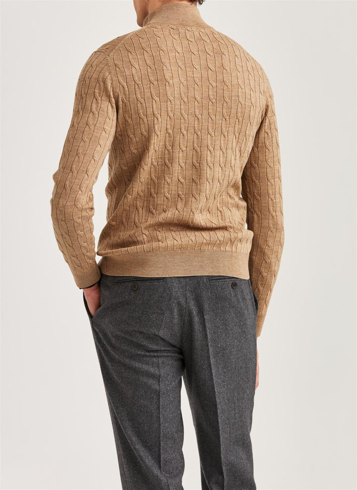 Merino Cable John Zip  Camel