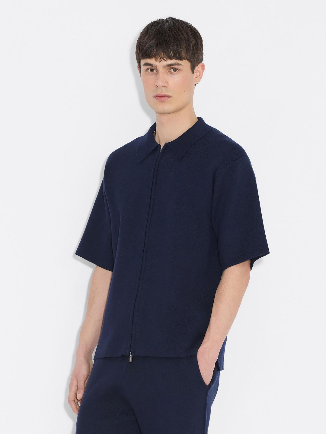 Summer Knit Zip Through  Navy