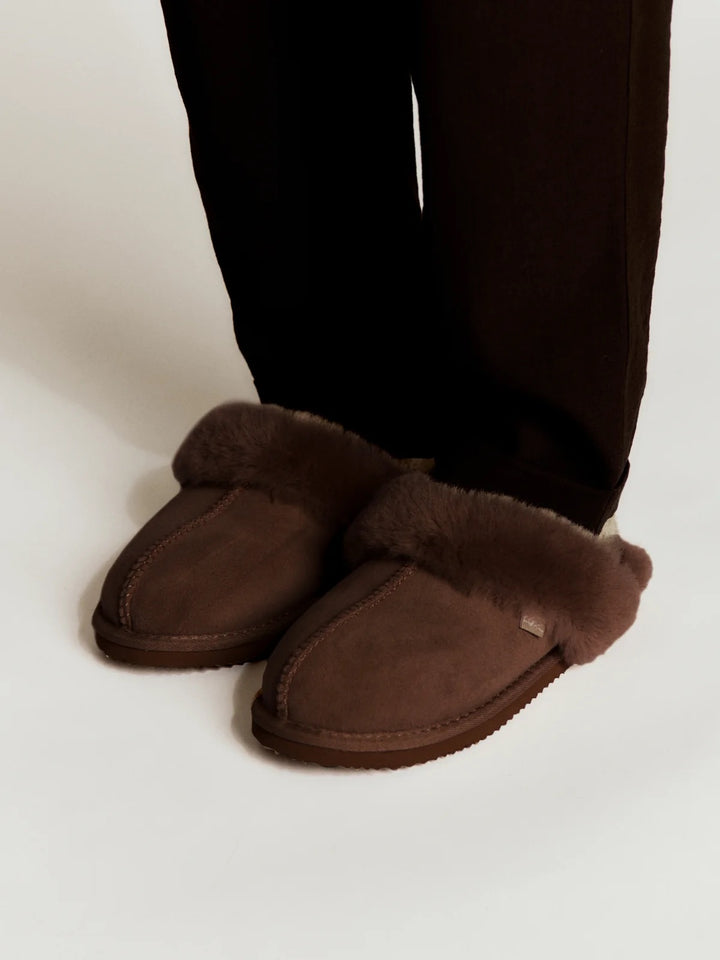 RHSydney Shearling Reversed Slippers  Coffee Brown