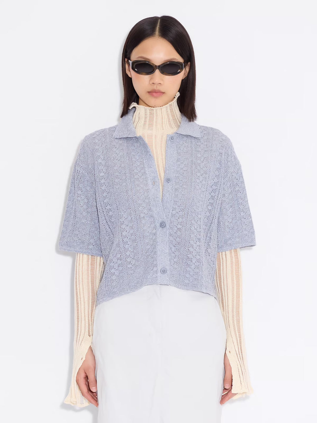 Kelp Crochet Shirt  Blue Mix