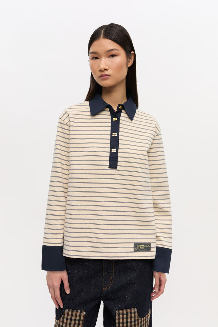 Single Piquet Jersey Polo  Egret